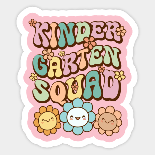 Groovy Kindergarten Squad Back To School Cute  Flower Retro Vintage Sticker